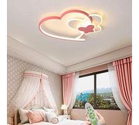 Moderne LED Design En Forme De Coeur Rose Filles Chambre Plafonnier Dimmable Acrylique Salon Plafonnier Télécommande Lampe De Chambre De Bébé Couloir Pendentif Lumière Papillon Coeur Lumières,50CM 30W