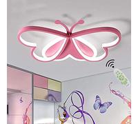 Moderne LED Enfants Lampe Cartoon Papillon Conception Plafonnier Dimmable Créatif Chic Forme Coeur Plafond Décoratif luminaire plafonnier Acrylique Abat-Jour Chambre Enfants Chambre Lumièr (Rose)