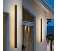 Moderne LED Terrasse Applique Murale Extérieure Noir Lampe Murale Miroir Lumière Longue Acrylique Barre Lumineuse 3000K Éclairage Mural Salle De Bains Salon Escalier Éclairage Extérieur (150CM)