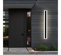 Moderne LED Terrasse Applique Murale Extérieure Noir Lampe Murale Miroir Lumière Longue Acrylique Barre Lumineuse 3000K Éclairage Mural Salle De Bains Salon Escalier Éclairage Extérieur (150CM6000K)