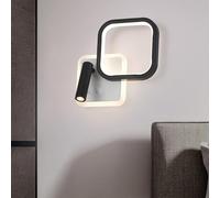 Moderne LED-Wandleuchte für den Innenbereich mit Schalter, Schwarze + weiße Wandlampe, 350 ° + 90 ° Drehung, minimalistisches quadratisches/rundes Design für Schlafzimmer, Wohnzimmer, Esszimmer
