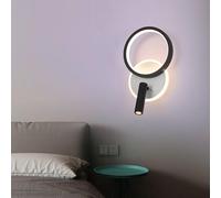 Moderne LED-Wandleuchte für den Innenbereich mit Schalter, Schwarze + weiße Wandlampe, 350 ° + 90 ° Drehung, minimalistisches quadratisches/rundes Design für Schlafzimmer, Wohnzimmer, Esszimmer