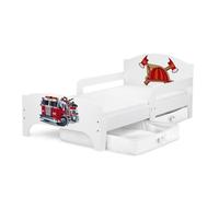 Moderne Lit d'Enfant en bois avec un matelas Camion de Pompiers