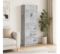 Moderne Lot de 2 armoire de rangement - Buffet bahut pratique - Gris béton - Bois d'ingénierie - 66x34.5x87 cm - Commode salon @FR""2