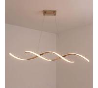 Moderne lumière suspension salle à manger avec télécommande salon LED dimmable, design spirale créatif lampe suspendue rectangle or rose lustre pour chambre cuisine bureau, Réglable en hauteur, L90cm