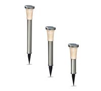 Moderne Lumières Solaires 3er-Set Padoue En Inox - Couleur de la Lumière Blanc Chaud 2800K - Sel Cristallin Module 0,27 Watt - (D X Hauteur): 9 x 40, 50 Et 60 CM - Lampe LED Jardin Déco, Esotec 102479