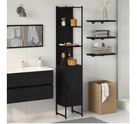 Moderne Meuble de salle de bain,Miroir mural, Chêne noir 33x33x185,5 cm Bois reconstitué @FR(706835)