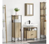Moderne Meuble toilettes WC, Ensemble meuble salle de bain 3 pcs en chêne Sonoma en bois d'ingénierie @FR(430040)
