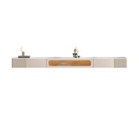 Moderne Meuble TV Flottant de Luxe Moderne avec lumières LED, Meuble Mural for sous Les téléviseurs, Console multimédia Flottante Porte en Verre et tiroir Rangement Salon(Khaki,160cm)