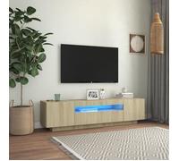 Moderne Meuble TV, Meuble HiFi, Buffet de TV avec lumières LED Chêne sonoma 160x35x40 cm FR3007