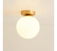 Moderne Mid Century Frosted White Glass Globe Shade Plafonnier Or Semi Flush Mount Plafonnier Vintage Intérieur Plafond Luminaire pour Couloir Cuisine Entrée, 15CM*18CM