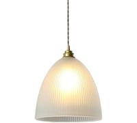 Moderne Minimaliste à tête Unique rayé Abat-Jour en Verre Blanc Laiteux, Petite avec Fil Suspension réglable de plafonnier pour étude, Bureau, Garde-Manger (29 cm)