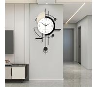Moderne Minimaliste Grande Horloge Murale, Horloge Murale avec Balancier, Silencieuse sans Tic Tac, Pendule Murale Design pour Chambre Bureau Cuisine Etude