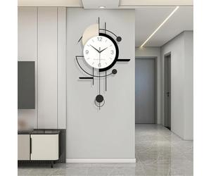 Moderne Minimaliste Grande Horloge Murale, Horloge Murale avec Balancier, Silencieuse sans Tic Tac, Pendule Murale Design pour Chambre Bureau Cuisine Etude