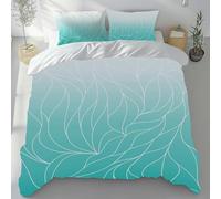 Moderne Minimaliste Ombré Housse de Couette Fermeture Éclair, Dégradé Vert Lignes Ondulées Abstrait Parure de Lit 2 Personnes Literie 280x240 avec Fermeture Éclair et 2 Taies D'oreiller 80x80