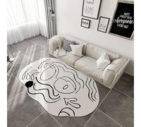 Moderne Minimaliste Rayé Ligne Zone Tapis pour Salon Chambre À Coucher Salle À Manger Home Office Couloir Runner Tapis Boho Art(White,80x120cm)