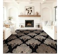 Moderne Minimaliste Tapis de Salon Lavable en Machine Antiderapant | Imprimé Forme Éventail Motif Géométrique, Tapis Doux et Léger pour Salle à Manger Chambre Couloir Bureau 160 x 230 cm