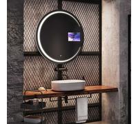 Moderne Miroir de salle de bain rond avec LED SMART 105x105 cm | Couleur LED : Blanc froid 7000K | Interrupteur de rétro-éclairage : tactile | SOKR156