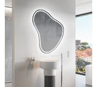 Moderne Miroir mural irrégulier avec rétro-éclairage LED 54 x 64 cm | Couleur LED : Blanc froid 7000K | NERP223