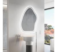 Moderne Miroir mural irrégulier avec rétro-éclairage LED 54 x 74 cm | Couleur des LED : Blanc froid 7000K | GLZ222