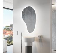 Moderne Miroir mural irrégulier avec rétro-éclairage LED 54 x 74 cm | Couleur des LED : Blanc froid 7000K | STK221