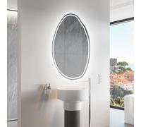 Moderne Miroir mural irrégulier avec rétro-éclairage LED 54 x 84 cm | Couleur des LED : Blanc froid 7000K | GRU223