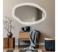 Moderne Miroir mural irrégulier avec rétro-éclairage LED 74x54 cm | Couleur des LED : Blanc froid 7000K | OBK223