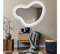 Moderne Miroir mural irrégulier avec rétro-éclairage LED 74x54 cm | Couleur LED : Blanc froid 7000K | Interrupteur de rétro-éclairage à capteur | NER222