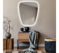 Moderne Miroir mural irrégulier décoratif avec rétro-éclairage LED 54x74 cm | Couleur LED : Blanc froid 7000K | Interrupteur de rétro-éclairage Sensor | TRZ221