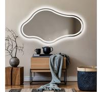 Moderne Miroir mural irrégulier décoratif avec rétro-éclairage LED 94x54 cm | Couleur LED : Blanc froid 7000K | Interrupteur de rétro-éclairage Sensor | CHM223