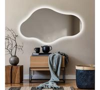 Moderne Miroir mural irrégulier décoratif avec rétro-éclairage LED 94x54 cm | Couleur LED : Blanc froid 7000K | Interrupteur de rétro-éclairage Sensor | CHM221