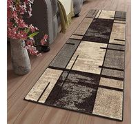 Moderne Motifs Géométriques Tapis de Salon Chambre pour Les Chambres Tapis Cuisine Devant evier Tapis de Couloir Lavable antiderapant Long Absorbant Géométrie couleur du café 80X140CM Rectangle