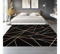 Moderne Noir Tapis Salon 50x80 cm - Géométrique Triangle Rectangle Impression Lavable en Machine Tapis Doux Poil Court Dessous antidérapant pour Salon Chambre à Coucher Salle a Manger