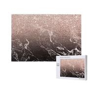 Moderne Or Rose Noir Marbre Rose Paillettes,Puzzle Familial en Bois de 1 000 pièces pour Adultes et Adolescents, décoration d'intérieur