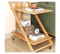 Moderne Organisateur de stockage de chariot roulant utilitaire en bois à 2 niveaux, table d'appoint de canapé de chariot mobile pliable avec roues for l'organisation de cuisine à domicile de bureau Si