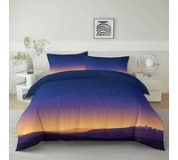 Moderne Parure de Lit Chaîne Montagnes Sous Un Ciel Étoilé Désertique imprimé Housse de Couette 200 x 200 cm - Ensemble de literie Violet Douce légère et Facile d'entretien Décoration 3 pièces