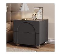 Moderne Petite table de chevet en bois simple, couleur unie, rangement de chambre à coucher, pieds d'armoire mignons, double tiroir, meubles de chevet de grande capacité Pratique(Noir,Moyen)
