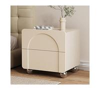 Moderne Petite table de chevet en bois simple, couleur unie, rangement de chambre à coucher, pieds d'armoire mignons, double tiroir, meubles de chevet de grande capacité Pratique(Beige,Moyen)