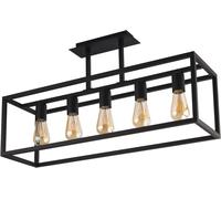 Moderne Plafonnier Noir Métal 5-flmg Carré Design Salon Lampe DAVID