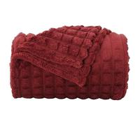 Moderne Plaid doux et luxueux/Couvre-lit - Confort optimal - Jeté Rouge Bordeaux 200x150 cm Toison @EU822827