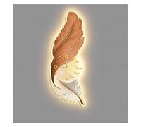 Moderne Plume Horloge Murale Décorative, Décorative À Suspendre Peinture En Porcelaine Cristalline Pour Salon Entrée Couloir(Orange,43x120cm)