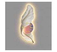 Moderne Plume Horloge Murale Décorative, Décorative À Suspendre Peinture En Porcelaine Cristalline Pour Salon Entrée Couloir(White-C,58x160cm)