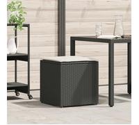 Moderne Pouf de rangement - Caisse de rangement d'extérieur Noir et crème Rattan, Polyester @FR(446071)