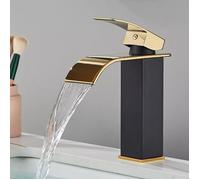Moderne Robinet Salle de Bain Cascade, Design Elégant Robinet Lavabo, Mitigeur en Laiton, Eau Chaude et Froide Disponible