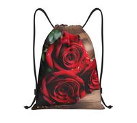 Moderne Sac à Dos à Cordon Roses sur Une Vieille Planche de Bois Sacs de Sport à Cordon Pratique Sac de Piscine pour Enfant Femme Plage 36X42cm