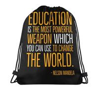 Moderne Sac À Dos Cordon Histoire des Noirs Nelson Mandela Histoire du Monde Liberté Pochette À Cordon Imprimé Sac D'École pour Gym Swimming Randonnée 36X42Cm