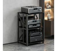 Moderne salon console multimédia, multicouche Meuble Audio étagère Vidéo, Support for tourne-disque avec rangement, support de projecteur, Support CD Media, Étagère À Disques.(Nero,50*40*69cm)