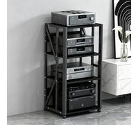 Moderne salon console multimédia, multicouche Meuble Audio étagère Vidéo, Support for tourne-disque avec rangement, support de projecteur, Support CD Media, Étagère À Disques.(Nero,50*40*89cm)