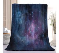 Moderne Science-Fiction Confortable Familiale Couverture, Espace Nébuleuse Astres Plaid Flanelle Couverture pour Toute la Famille, Bleu Violet Douce Chaude Couvertures pour Salon Bureau, 100 x 130 cm