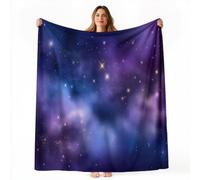 Moderne Science-Fiction Douce Couverture Polaire en Flanelle, Ciel Nébuleuse Étoiles Confortable et Chaude Couvertures, Bleu Violet Facile à Ranger pour Un Usage Domestique Quotidien, 130 x 150 cm